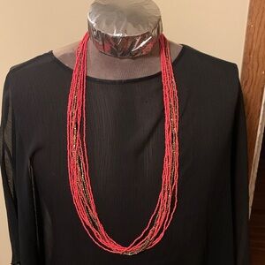 Orange & Gold Beaded Necklace